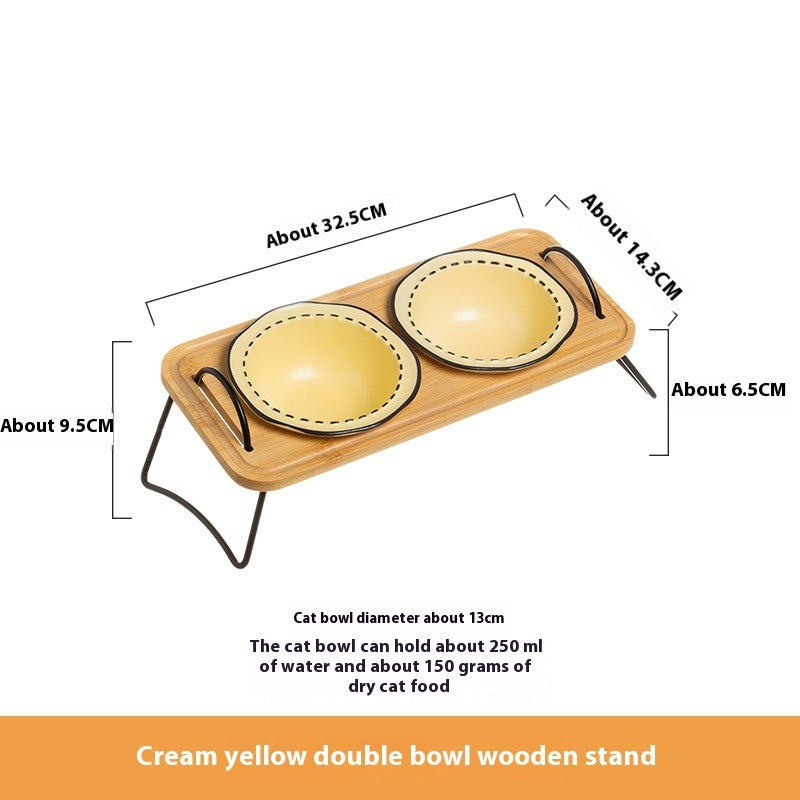 Pet Wooden Rack Ceramic Bowl