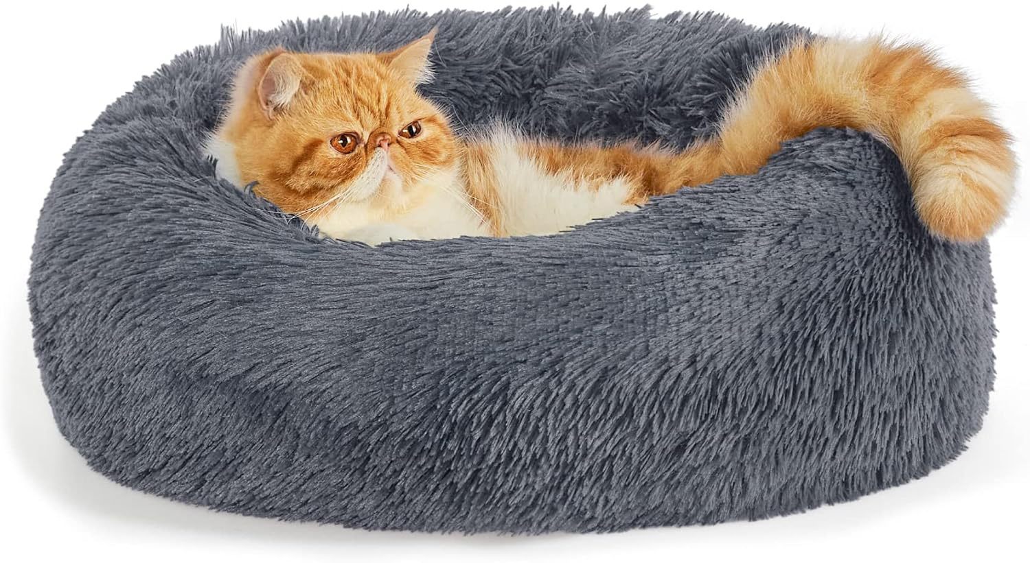 Indoor Solid Round Fluffy Plush Pet Bed