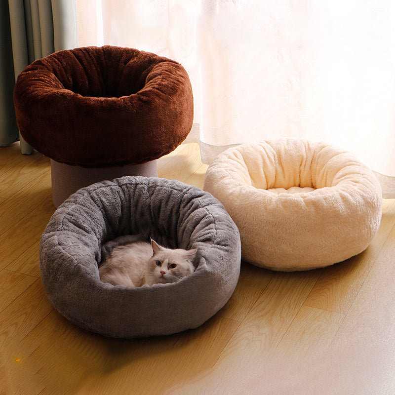 Pet Bed Long Plush Donut Bed