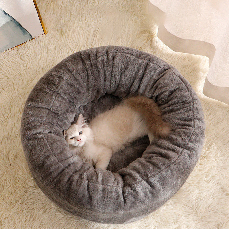 Pet Bed Long Plush Donut Bed