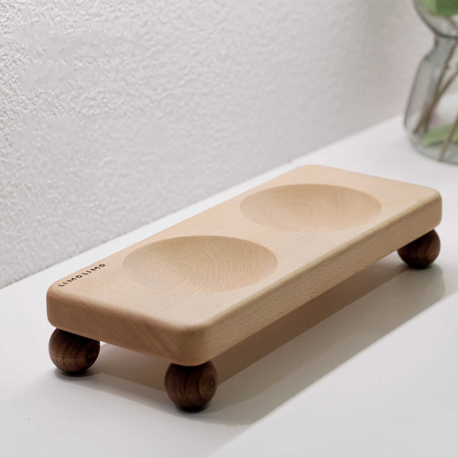 Solid Wood Cat Bowl Ceramic Bowl