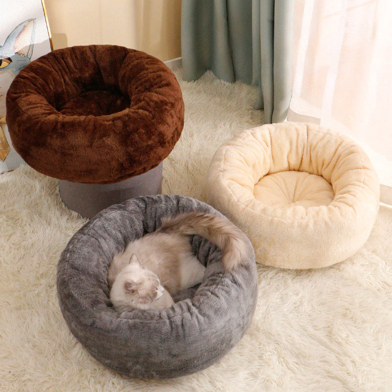 Pet Bed Long Plush Donut Bed