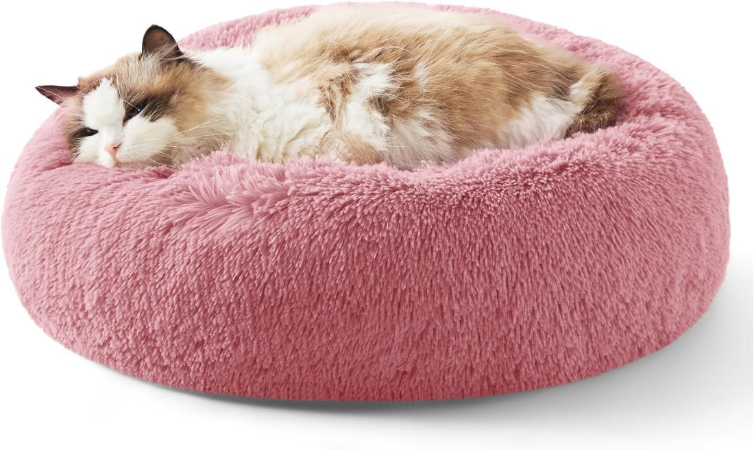 Indoor Solid Round Fluffy Plush Pet Bed