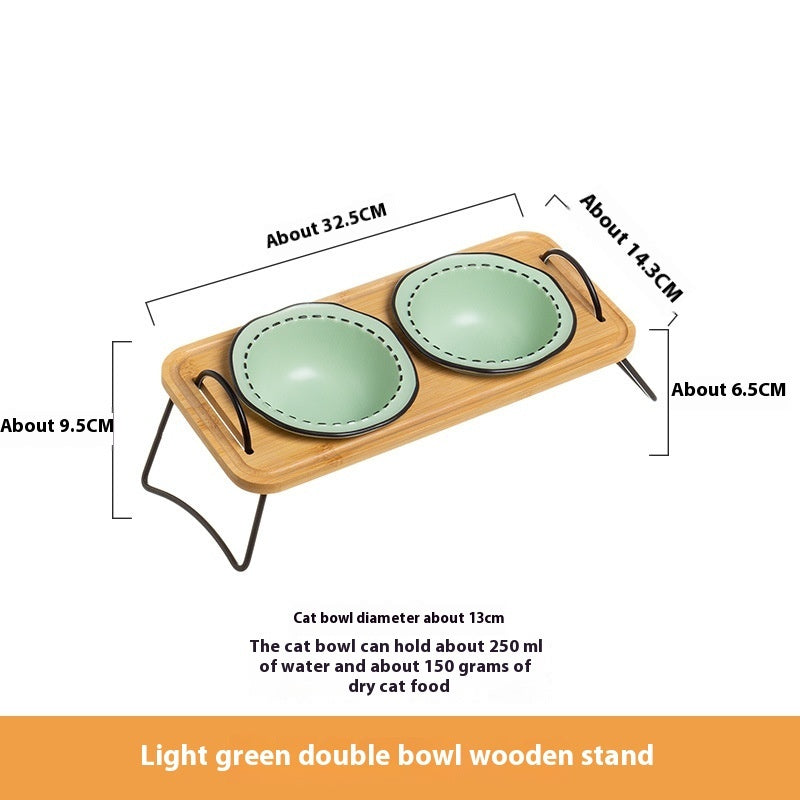 Pet Wooden Rack Ceramic Bowl