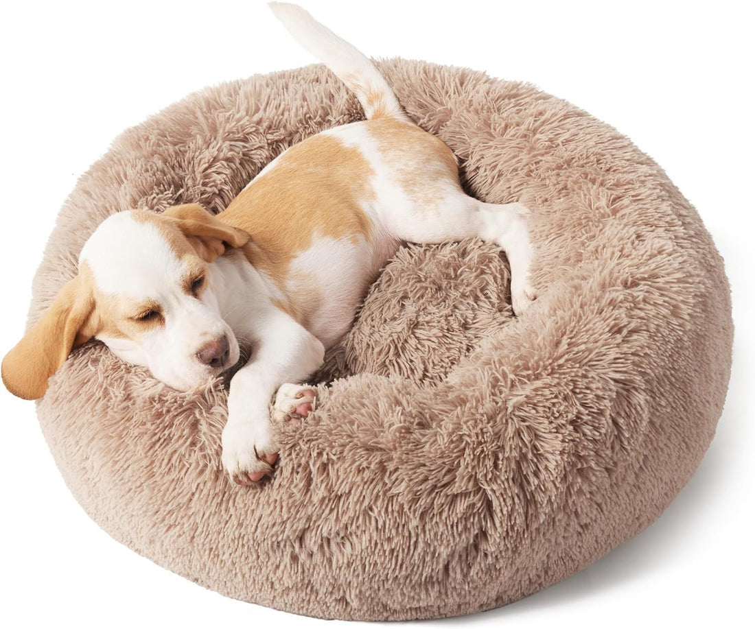 Indoor Solid Round Fluffy Plush Pet Bed