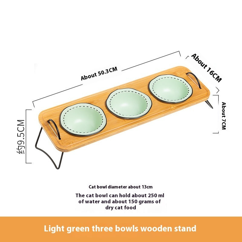 Pet Wooden Rack Ceramic Bowl