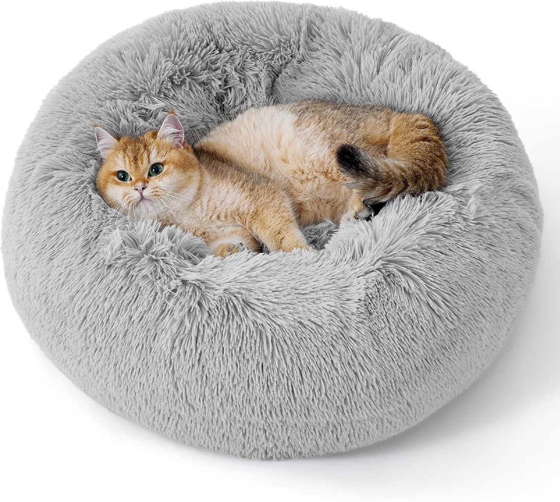Indoor Solid Round Fluffy Plush Pet Bed