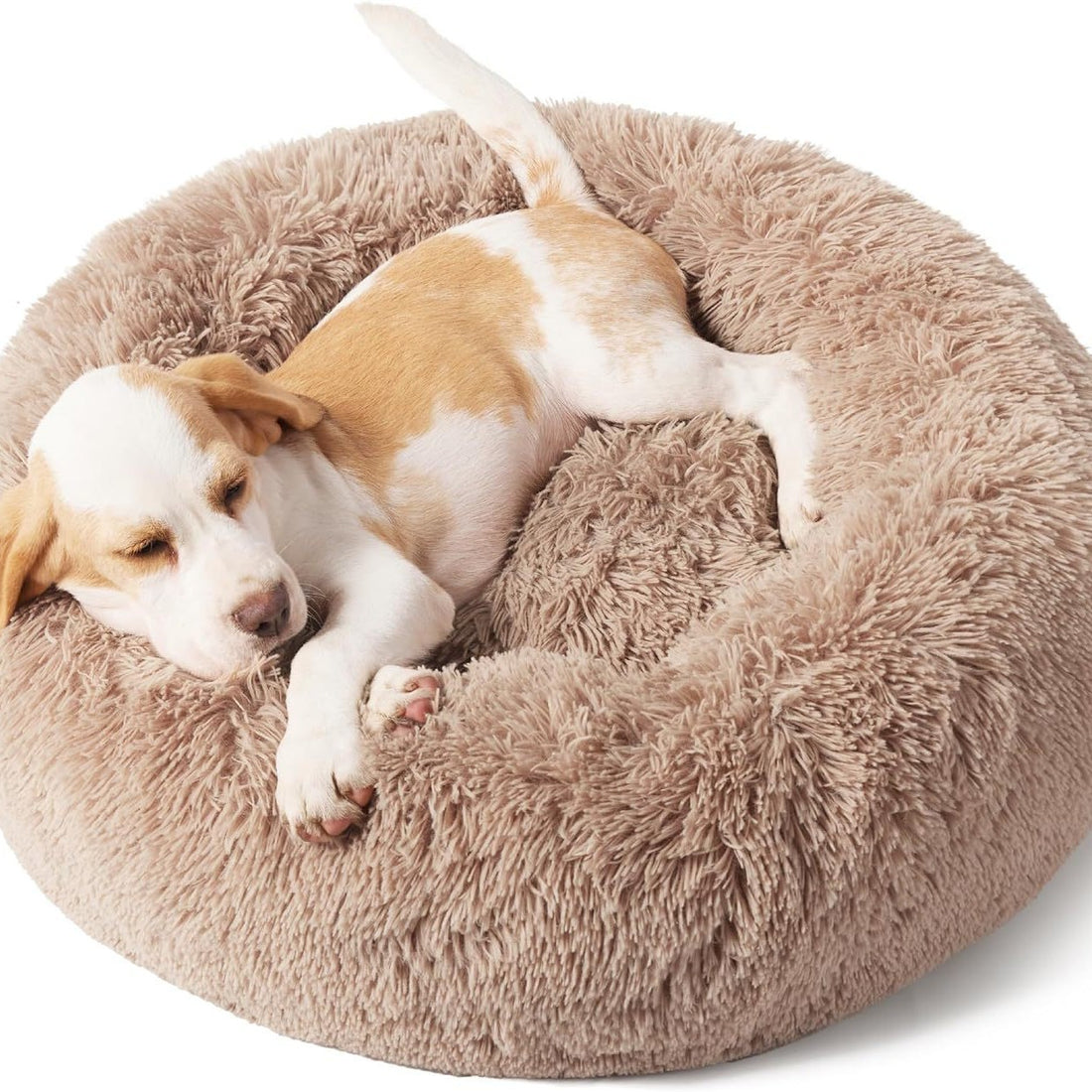 Indoor Solid Round Fluffy Plush Pet Bed