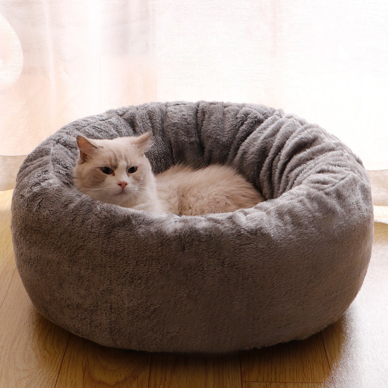 Pet Bed Long Plush Donut Bed